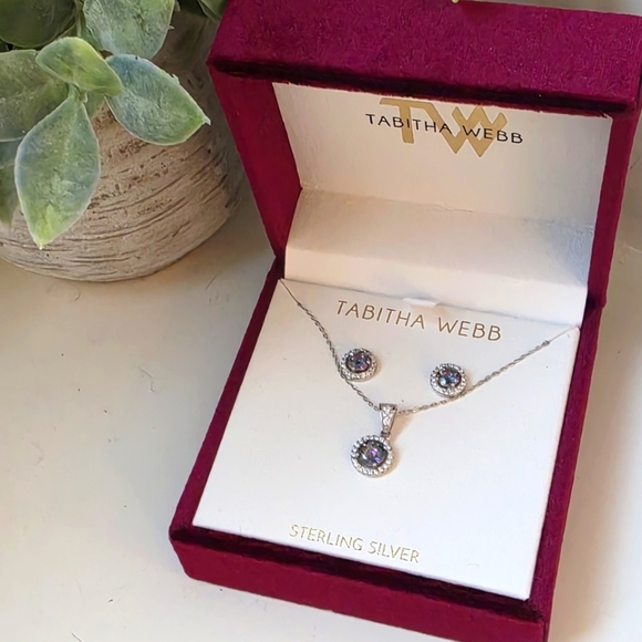 Tabitha Webb Sterling Silver Earrings  and Pendant Necklace Set NEW - Picture 1 of 4